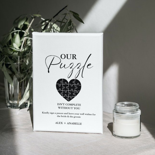 Elegant Black Wedding Puzzle Guestbook Sign (Creator Uploaded)