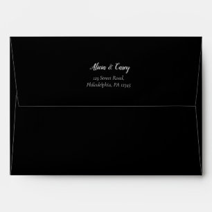 Elegant Black Wedding Return Address 5x7 Envelope