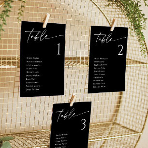 Elegant Black Wedding Seating Chart Cards