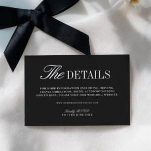 Elegant Black Wedding Website Enclosure Card