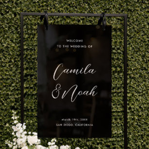 Elegant Black Wedding Welcome  Acrylic Sign