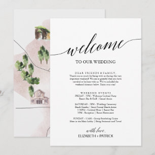 Elegant Black Welcome Letter Itinerary & Map