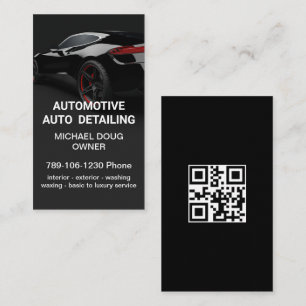 Elegant Black Whit Mobile Auto Car Wash QR Code Business Card
