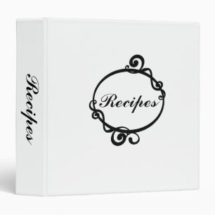 Elegant Black & White- 1 1/2" Recipe Binder