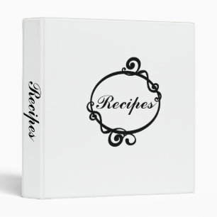 Elegant Black & White- 1" Recipe Binder