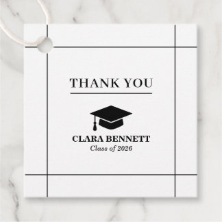 Elegant Black & White 2026 Graduation Favour Tag