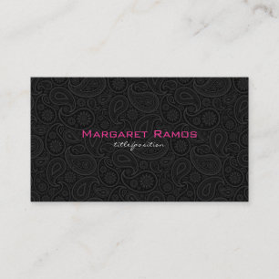 Elegant Black & White 2 Vintage Floral Paisley Business Card
