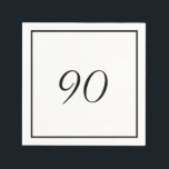 Elegant Black White 90th Birthday Napkin<br><div class="desc">An elegant black and white design with an age on the front of the custom napkin.
Easily change the age for your own custom design.</div>