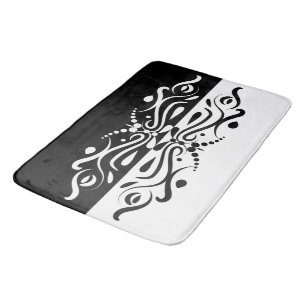 Elegant Black & White Abstract Harlequin Style Bath Mat