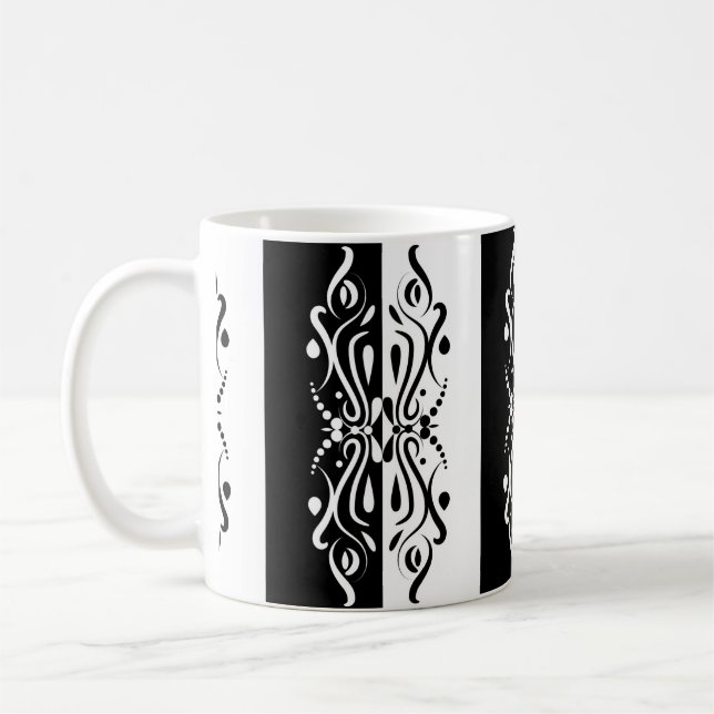 Elegant Black & White Abstract Harlequin Style Coffee Mug (Left)