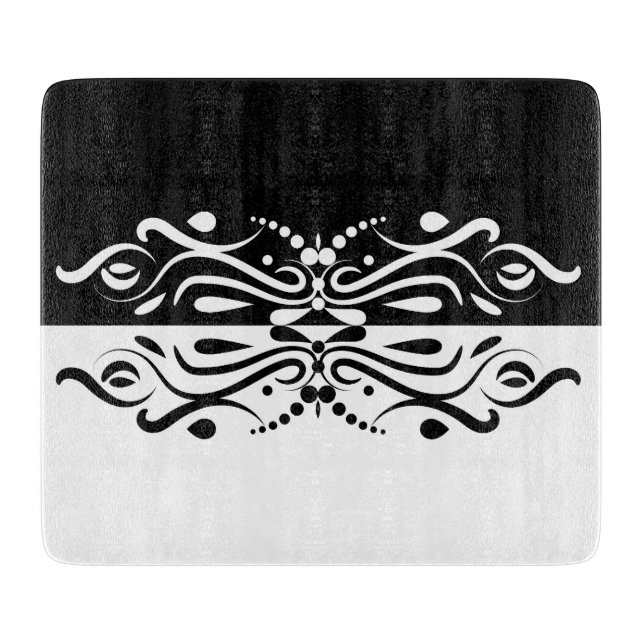 Elegant Black & White Abstract Harlequin Style Cutting Board (Front)