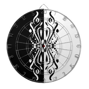 Elegant Black & White Abstract Harlequin Style Dartboard