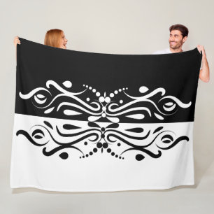Elegant Black & White Abstract Harlequin Style Fleece Blanket
