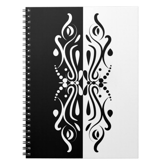 Elegant Black & White Abstract Harlequin Style Notebook (Front)