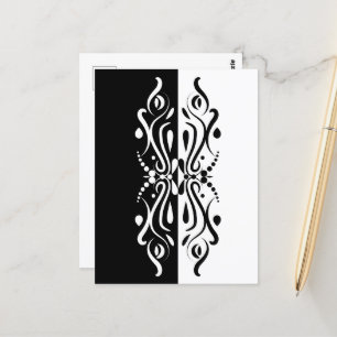 Elegant Black & White Abstract Harlequin Style Postcard