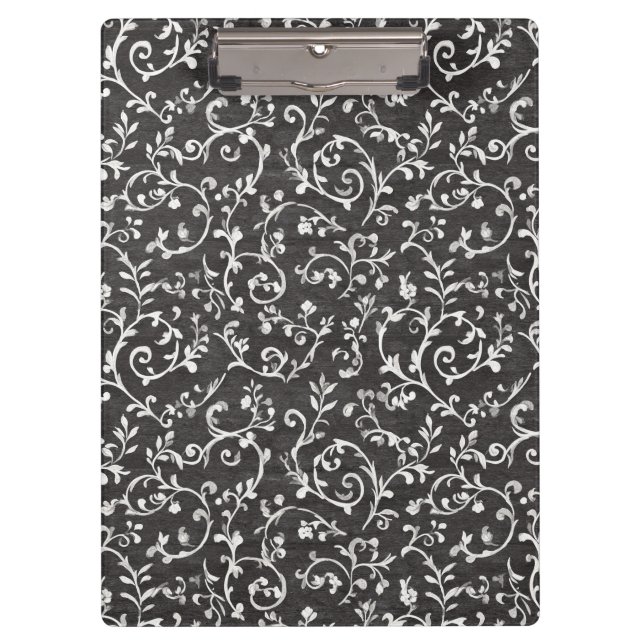 Elegant Black White Abstract Wedding Clipboard (Front)