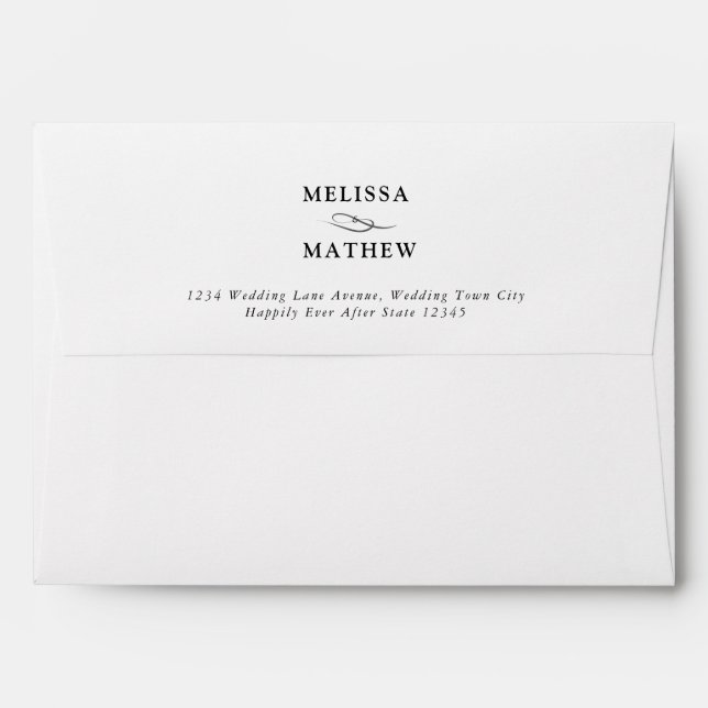 Elegant Black & White Address Wedding Envelope (Back (Top Flap))