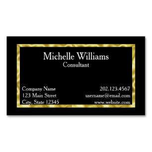 Elegant Black White and Gold Magnetic Business Card