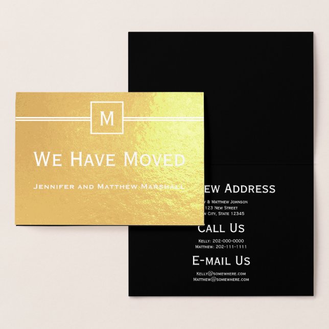 Elegant Black, White and Gold Moving Announcement (Display)