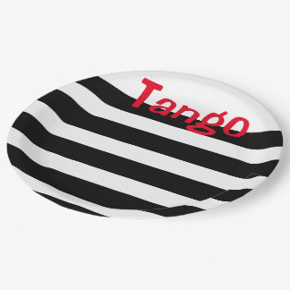 Elegant Black White and Red Tango Paper Plate