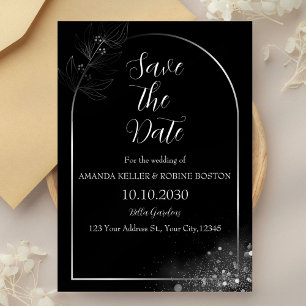Elegant Black & White Arch Save the Date Invitation