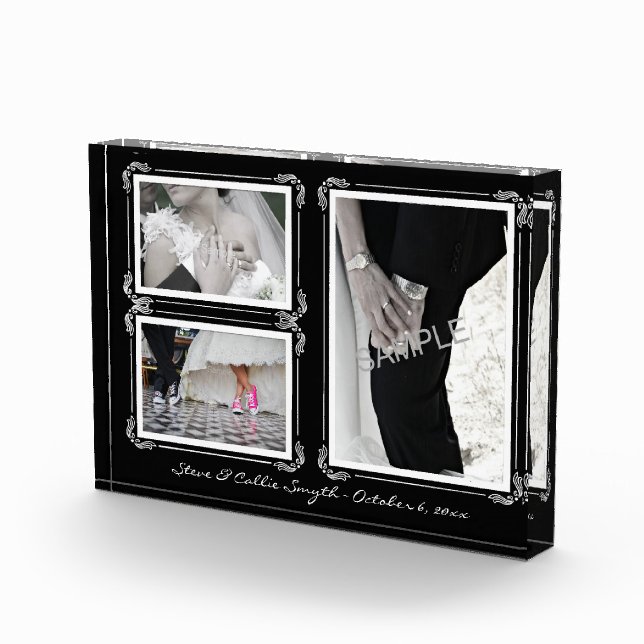 Elegant Black/White Art Deco 3 Photo Keepsake (Right)