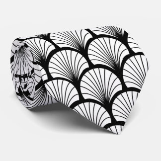 elegant black white art Deco pattern Tie