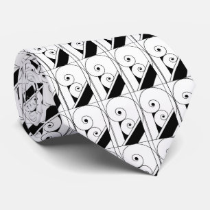 elegant black white art Deco pattern Tie