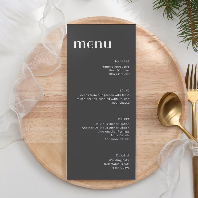 Elegant Black White Art Deco Tall Dinner  Menu (Creator Uploaded)