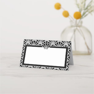 Elegant Black White Art Deco Wedding Event Place Card