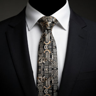 Elegant Black White Beige Tie