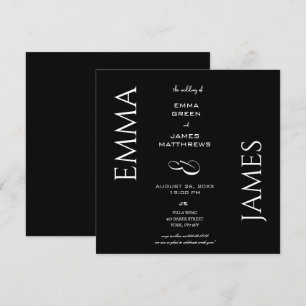 Elegant Black & White Bold Script Wedding Square  Invitation
