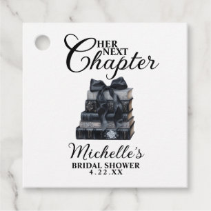 Elegant Black & White Book Themed Bridal Shower  Favour Tags