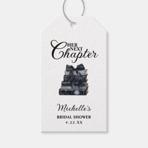 Elegant Black & White Book Themed Bridal Shower Gift Tags
