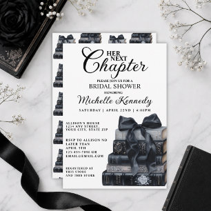 Elegant Black & White Book Themed Bridal Shower  Invitation