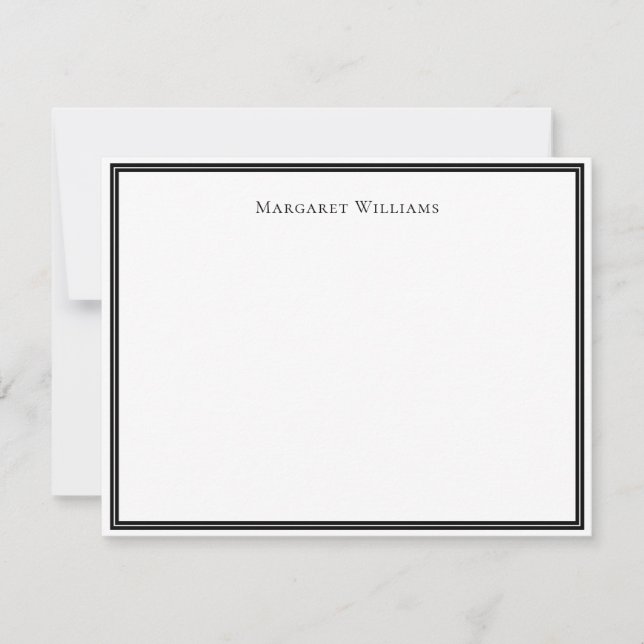 Elegant Black White Border Professional Note Card (Front)