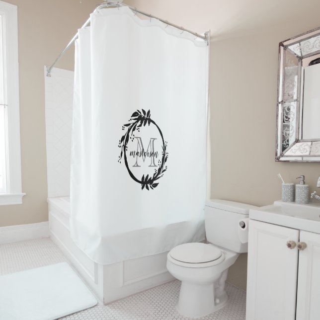 Elegant Black & White Botanical Family Monogram (In Situ)