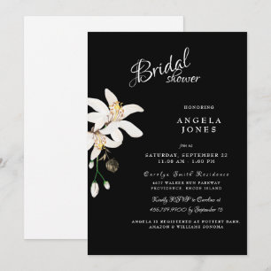 Elegant Black & White Bridal Shower Matte Invitation