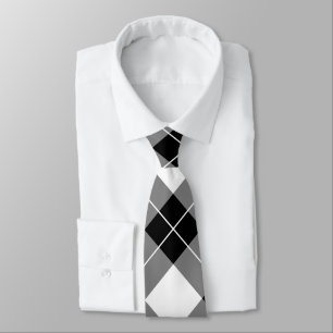 Elegant Black & White Buffalo Plaid Pattern Tie