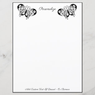 Elegant Black White Butterfly Silhouette