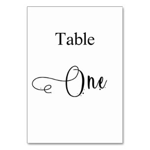 Elegant black white calligraphy table one number