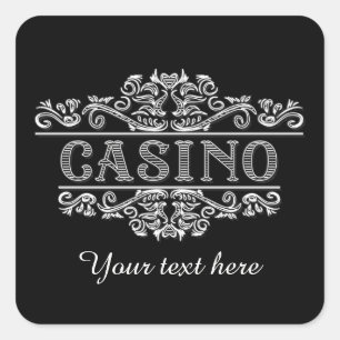 Elegant black white Casino  Square Sticker