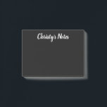 Elegant black white chalkboard style custom small post-it notes<br><div class="desc">Elegant black and white chalkboard style custom small Notes. Black background with vintage brush script typography template. Hand lettering font design. Handy for doodles,  Christmas labels,  office notes and more.</div>