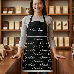 Elegant Black White Chocolate Staff Uniform Apron