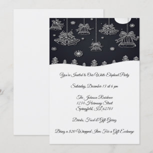 Elegant Black & White Chriatmas Party Celebration Invitation