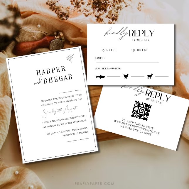 Elegant Black & White Classic Photo Wedding  Invitation (Creator Uploaded)