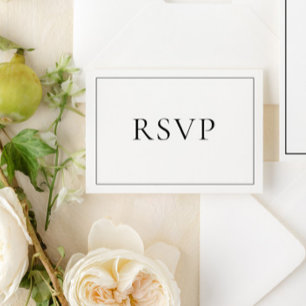 Elegant Black & White Classic Script RSVP Card