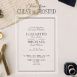 Elegant Black & White Classic Script Wedding Acrylic Invitations<br><div class="desc">The Elegant Black & White Classic Script Wedding Invitation is a sophisticated expression of timeless elegance. With its graceful script and refined typography, this invitation exudes an understated luxury that captures the essence of classic romance. The simple yet striking black-and-white colour scheme offers a crisp, clean aesthetic that is both...</div>