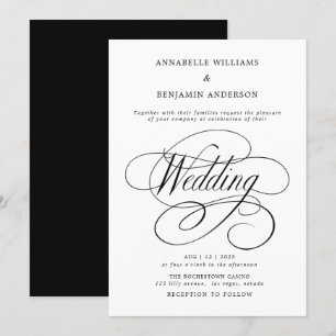 Elegant Black & White Classic Wedding Invitation