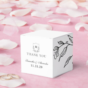 Elegant Black & White Crest Favor Box